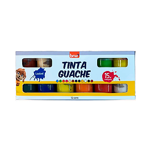 TINTA GUACHE 15ML - 12 CORES BÁSICAS - CX C/ 12UN BRW