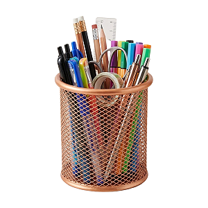 PORTA CANETA ARAMADO - REDONDO - ROSE GOLD BRW