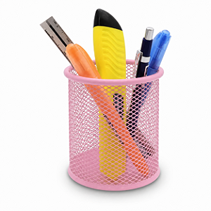 PORTA CANETA ARAMADO - REDONDO - ROSA PASTEL BRW