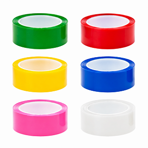 FITA ADESIVA COLORIDA - 12MMX10M - UNIDADE BRW (AZUL, ROSA, AMARELO, VERDE, VERMELHO E BRANCO)
