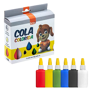 COLA COLORIDA 25GR C/ 6UN - AZUL, AMARELO, VERDE, VERMELHO, PRETO, BRANCO