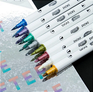 MARCADOR ARTISTICO EVOKE DUAL BRUSH PEN METALIZADO  UNIDADE BRW