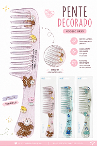 PENTE PARA CABELO ESTAMPADO FOFO DE ACRÍLICO UNIDADE