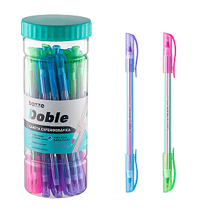 CANETA ESFEROGRÁFICA DOBLE 1.0 FASHION PT C/ 24UNIDADES BAZZE