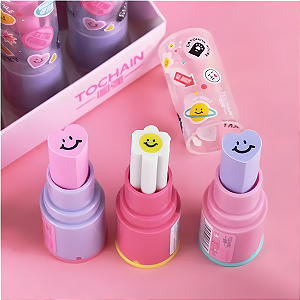 BORRACHA ESCOLAR FOFA C/ APONTADOR FORMATO BATOM KAWAII UNIDADE