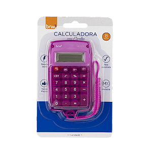 CALCULADORA PEQUENA 8 DÍGITOS COM CORDÃO DE NYLON - ROSA - BLISTER C/ 1UN BRW
