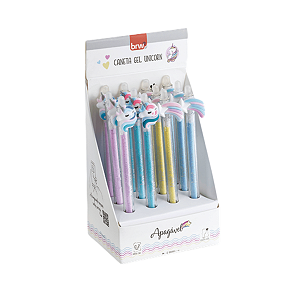 CANETA ESFEROGRÁFICA DIVERT GEL APAGÁVEL 0.7MM - UNICORN BRW CX C/12 UNIDADES
