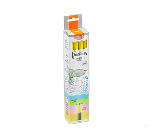 CANETINHA HIDROGRÁFICA FINE LINER 0.4MM AMARELO PASTEL BRW CX C/12 UNIDADES