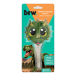 TESOURA ESCOLAR DECORADA 13CM RAPTORS - BLISTER