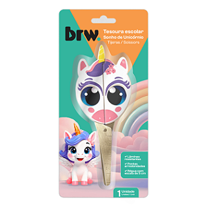 TESOURA ESCOLAR DECORADA 13CM SONHO DE UNICÓRNIO - BLISTER