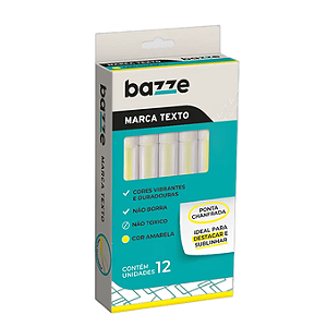 MARCA TEXTO AMARELO CX C/12 UNID BAZZE