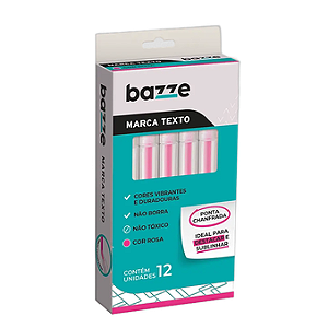 MARCA TEXTO ROSA CX C/12 UNID BAZZE