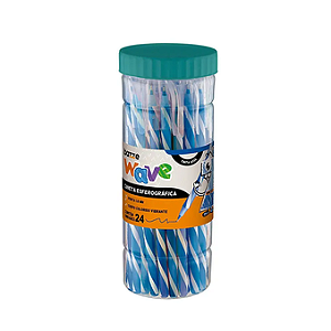 CANETA ESF WAVE 1.0 AZUL PT C/24 UNID BAZZE
