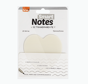 BLOCO SMART NOTES 70X70MM - TRANSPARENTE CORAÇÃO - 20FLS - 1BLOCO BRW
