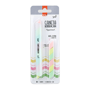 CANETA BORRACHA REPOS.  - 3 CORES PASTEL - BLISTER C/ 1 UN + REFIS