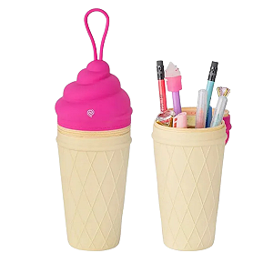 ESTOJO - SILICONE - 1 ZIPER - TUTTI FRUTTI PINK BRW