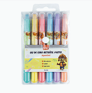 GIZ DE CERA RETRÁTIL - PASTEL - BLISTER C/ 6UN BRW
