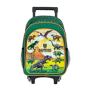MOCHILA COM CARRINHO - POLIÉSTER - 1 COMPART. + 2 BOLSOS LATERAIS - RAPTOR - VERDE E LARANJA BRW