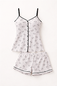 Gatinho Preto - Pijama Americano Curto de Alcinha