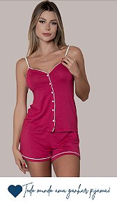 Rosa Vivo - Pijama Americano Curto de Alcinha