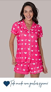 Corações Rosa - Pijama Americano Curto