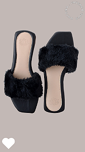 Preto-Pantufa Feminina Rasteira