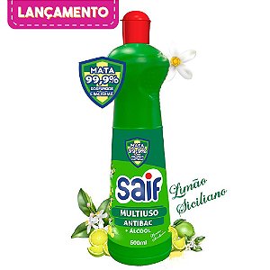 Multiuso Antibac + Álcool Squeeze Limão Siciliano 500ml Saif