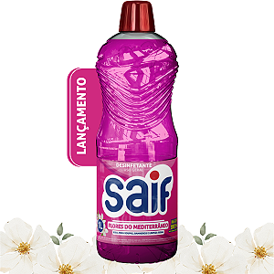 Desinfetante Flores do Mediterrâneo Mata 99,9% bactérias e fungos Saif 1L