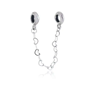 Trava de segurança corrente corações banhado a prata