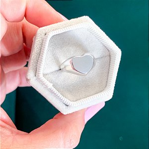 Anel dedinho coração banhado a prata