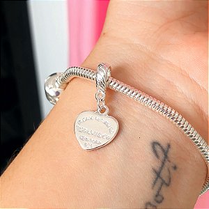 Berloque coração inspiração tiffany banhado a prata