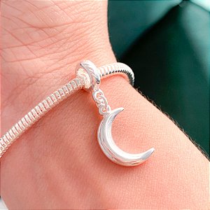 Berloque meia lua banhado a prata