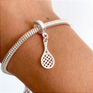 Berloque mini raquete banhado a prata