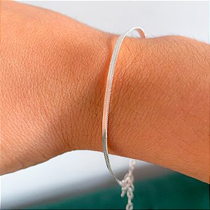 Pulseira fita 2mm banhado a prata