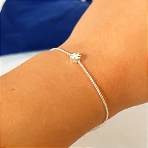 Pulseira mini trevo banhado a prata