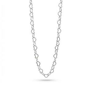 Chocker corrente corações 40cm banhado a prata