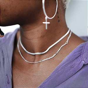 Chocker fita banhado a prata