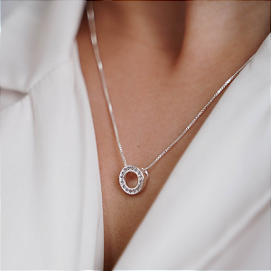 Cordão aro classic inspiração pandora banhado a prata