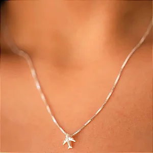 Cordão mini avião banhado a prata