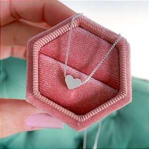 Cordão mini coração banhado a prata