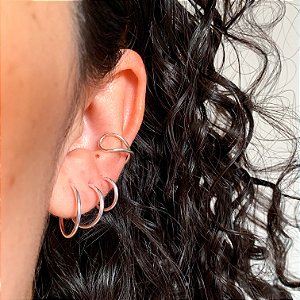 Trio de argolas basiquinhas tarracha banhado a prata