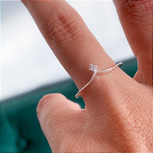 Anel princess pedrinha banhado a prata