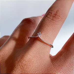 Anel princess pedrinha banhado a prata