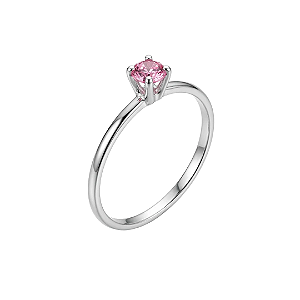 Anel solitário basic rosa banhado a prata