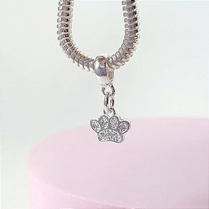 Berloque patinha cravejada banhado a prata