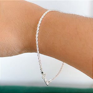 Pulseira cordão baiano fina banhado a prata
