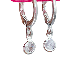 Argola click pingente ponto de luz banhado a prata