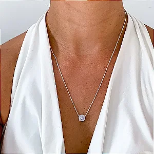 Cordão ponto de luz G 50cm banhado a prata