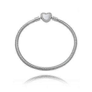 Pulseira de berloques fecho coração banhado a prata