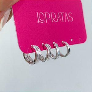 Kit de argolas click basic banhado a prata
